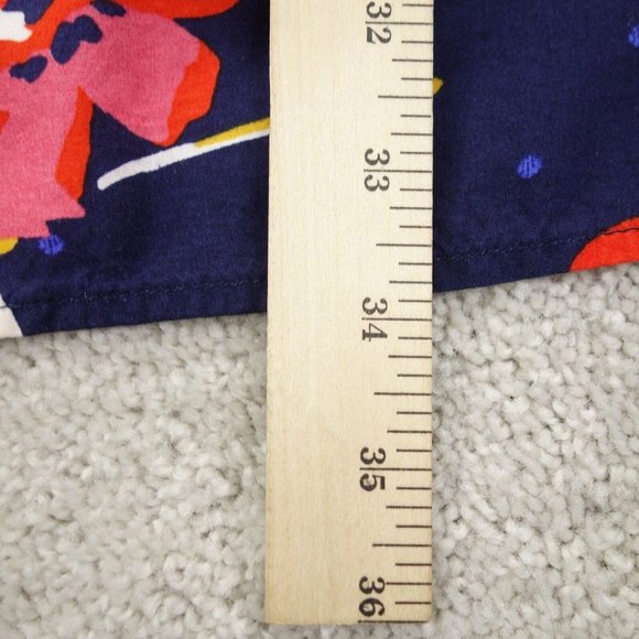 Old Navy Dress Womens Small Blue Floral Balloon Sleeve Pleated Front Lace Up - Picture 7 of 8